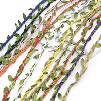 Wholesale Simulation Green Leaves Weaving Rope Fake Flower Vine Wedding Birthday DIY Decor Rattan Gift Bouquet Packaging Supplies Decorative Flow Flow