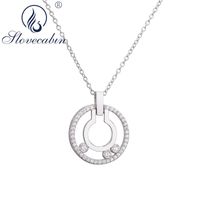 Wholesale Slovecabin Move Stone Round Pendant Necklace For Women Geometric Silver Wedding Luxury Femme Jewelry Making Supplies Chains