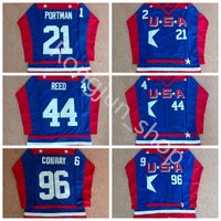 Wholesale Mighty Ducks D2 Movie Team USA Hockey Jerseys Dean Portman Fulton Reed Charlie Conway Jersey Men s Stitched Embroidery Shirt