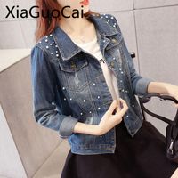Wholesale Women s Jackets Spring And Autumn Women Demin Coats Fashion Bead Cowboy Jacket To Make The Old Short Coat