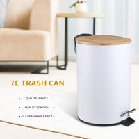 Wholesale Waste Bins Bamboo lid L trash can kitchen household pedal storage wastebasket toilet
