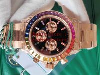 Wholesale box Mens Automatic Professional mm Cal ETA Watch Full Pave Diamond Chronograph Rose Gold BL Factory Cosmograph Watches