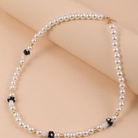 Wholesale Trendy Female Black Ceramic Mushroom Chokers Necklaces For Women Girls Cute Handmade Beaded White Pearl Necklace Jewelry Gifts