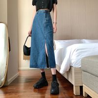 Wholesale Skirts Hit Summer Woman Jeans Long Korean Loose Midi Blue Spandex High Life Fairycore Denim Vintage Tangada Harajuku Y2k