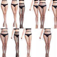 Wholesale 1 Female Women Sexy Transparent Slim Fishnet Pantyhose Club Party Net Holes Black Tights Small Middle Big Mesh Stocking X0521