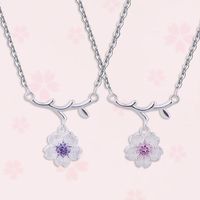 Wholesale Pendant Necklaces Fashion Net Red Sakura Flower Cherry Blossoms Charm Chain Choker Jewelry Collar For Lady Girl Gift