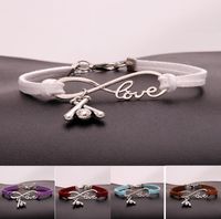 Wholesale 10pcs Infinity Love Softball motion Charm Pendant Women Men Simple Bracelets Bangles Jewelry Gift N6