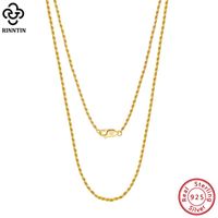 Wholesale Chains Rinntin Sterling Silver mm Gold Diamond Cut Rope Chain Necklace For Women Fashion Luxury Jewelry SC29