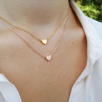 Wholesale Rose Gold Heart Necklaces Pendants Women Stainless Steel Chain Wedding Necklace Bridesmaid Gifts Collier Femme BFF Pendant