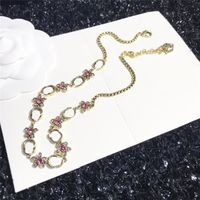 Wholesale Double Letter Necklace Luxury Diamond Pendant Glittering Crystal Flower Necklaces Women Special Pattern Pendants