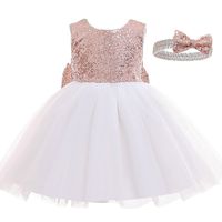Wholesale Girl s Dresses New Baptism Halloween Baby Princess First Birthday Gift Sequin Bow Child Dress