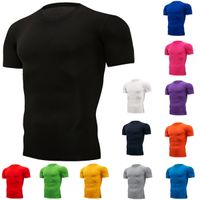 Wholesale Men s Compression T shirt Breathable Football Suit Fitness Tight Sportswear Riding Quick Dry Running Short Sleeve Shirt Sports