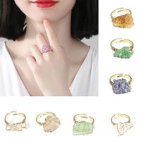 Wholesale Wedding Rings Adjustable Size Natural Rock Mineral Quartz Stone Women Resizable Healing Amethysts Fluorite Purple Crystal Finger Ring