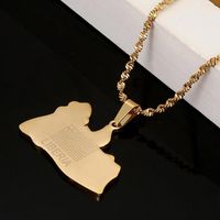 Wholesale Pendant Necklaces Stainless Steel Gold Color Liberia Map Flag Trendy Liberians Chain Jewelery