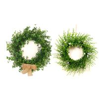Wholesale Decorative Flowers Wreaths Four Leaf Clover Wreath Spring Green Artificial Plant Leaflet Eucalyptus Garland Home Wall Hanging Ornament Doo
