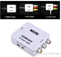 Wholesale Mini HD P HDMI2AV Video Converter Box HDMI to RCA AV CVSB L R Video Support NTSC PAL Output HDMI TO AV Adapter