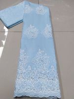 Wholesale New Light Blue Fashion design high quality swiss voile cotton african lace fabric yards printed fabric for women s dress
