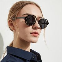 Wholesale Vintage Round Sunglasses For Women Double Frame Sun Glasses Brand Designer PC Lenses Stainless Steel LX221