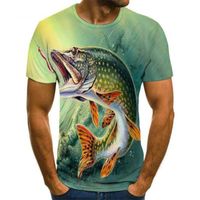 Wholesale Men s T Shirts Short sleeved Shirt D Fish Pattern O neck T shirt Casual Youth Modern Fashion Design Hip hop