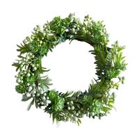 Wholesale Decorative Flowers Wreaths Inch Artificial Succulent Plant Berry Twig Base Garland Wreath For Spring Season Decoration Door