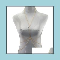 Wholesale Pendant Necklaces Pendants Jewelry Idealway Fashion Womens Gold Sier Alloy Chain Crystal Drop Belly Chains Body Bodyan Necklace Colors D