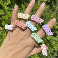 Wholesale Colorful Acrylic Letter Baby Rings for Women Fashion Cute Transparent Resin Woman Jewelry Accessories Girlfriend Gift birthday