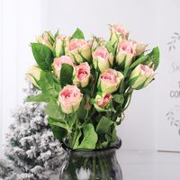 Wholesale Heads High Quality Rose Artificial Flowers Long Branch Plastic Stem Silk Fake White Home Wedding Room El Decoration Decorative Wreaths