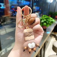 Wholesale Kawaii Cat Claw Pendant Keychain Cool PVC Animal D Paw Alloy Bell Dangle Keyring Jewelry Cute Key Handbag Trinket Accessory New