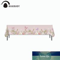 Wholesale Table Cloth Allenjoy Princess Covers Pink Flowers Butterfly Birthday Party Supplies Baby Shower Waterproof Home Textile Tablecloth