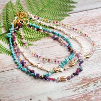 Wholesale Unique Dign Stone Choker Handmade Trendy Puka Shell Beaded Necklace for Women Boho Girl Jewelry Collier Femme
