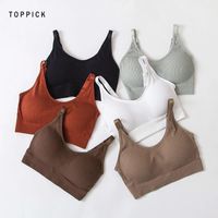 Wholesale Camisoles Tanks Casual Women Underwear Shear Seamless Vest Bra Tops Slim Solid Crop Top Without Steel Ring Ladies