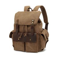 Wholesale Backpack Vintage Canvas For Men Leather Rucksack Knapsack Tote Satchel School Military Army Shoulder Hiking Bag