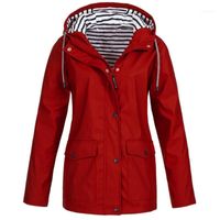 Wholesale Women s Coat Fashion Sale Winter Warm Solid Long Sleeve Rain Jacket Outdoor Plus Size Waterproof Hooded Raincoat Veste Femme1