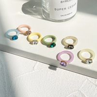 Wholesale Vintage Resin Acrylic Oval Rhinestone Colourful Ring Western Style Geometric Finger Ring Party Travel Gifts Summer Beach Jewelry