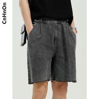 Wholesale Men s Jeans Summer Products Elastic Waist Trendy Shorts Loose Straight leg Knee Lenght Pants Men M7 D