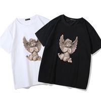Wholesale Little Angel Statue Hip Hop Print T Shirt Men Fashion Tee Tops Streetwear Peace And Love Harajuku Pattern Men s T Shirt S5MC68