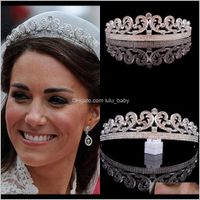 Wholesale Baroque Princess Diana William Kate Bridal Crown Tiaras Boutique Rhinestone Diadem Veil Tiara Headbands Wedding Cjjj B729M