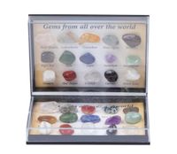Wholesale Party Favor Pc Rock Mineral Collection with Collector Box Display Case ID Sheet Beginner Starter Set Kids Gemstone Crystal Kit
