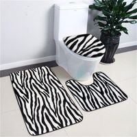 Wholesale Carpets Bathroom Mat Bath Rug Set Animal Skin Lid Washroom Print Carpet Mesh Cover Foam Contour