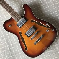 Wholesale Promotion Hybird Jazz Paul Waller Flame Maple Brown TL Electric Guitar Semi Hollow Body F Hole