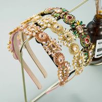 Wholesale Colorful Rhinestone Baroque Headbands for Women Geometric Thin Hairband Retro Wedding Tiara Crown Hair Accessories