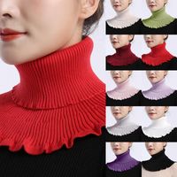 Wholesale Women Turtleneck Ribbed Knitted False Collar Ring Scarf Winter Ruffles Detachable Windproof Wrap Scarves