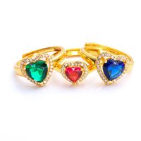 Wholesale Women s Small Peach Heart Inlaid with Love Shape Fashionable Simple Imitation Gold Plated k Opening Ring Thick O8UF