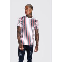 Wholesale Fitness Striped Print T Shirt Men Short Sleeve D Exercise Tops Men T Shirt Summer Casual T shirt