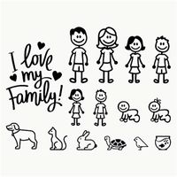 Wholesale 20cm cm Interesting Family Car Stickers I Love My Famils PVC Decals For Auto Racing Truck Motorcycles Window Waterproof Sun Protection Decorative Decals