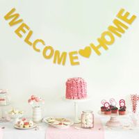Wholesale Party Decoration M WELCOME HOME Flags Bunting Garland Gold Glitter Banner For Wedding Christmas Birthday Housewarming Homecoming Prom