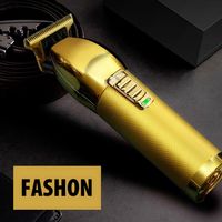 Wholesale Fashion Metal Hair Clipper Electric Razor Men Steel Head Shaver Hair Trimmer Gold Color USB Chargera39