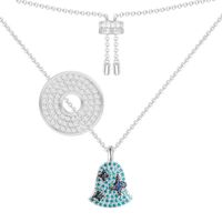 Wholesale Fashion Sterling Silver White Blue Bell Pendant Necklace Micro Cubic Zirconia Stones for Women Luxury Brand Jewelry