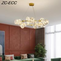Wholesale Pendant Lamps ZC ECC Chandelier Circle Lights Clear Glass Ball Ceiling Hanging Lamp Romantic Star Living Room Led Lighting
