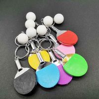 Wholesale Keychains Rainbery Color Sport Ping Pong Table Tennis Ball Badminton Bowling Keychain Key Chain Keyring Ring Souvenir Gift